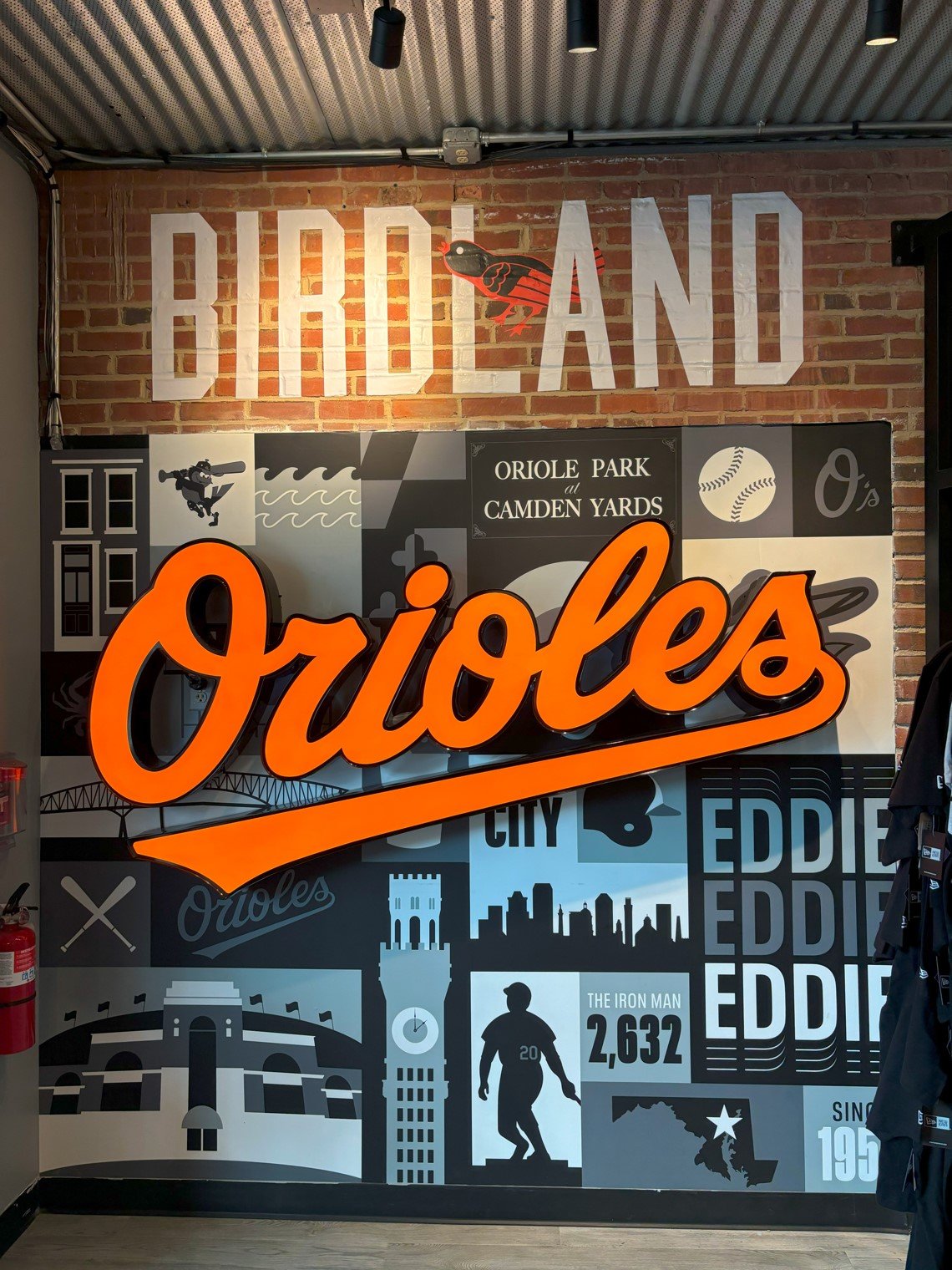 Dimensional Baltimore Orioles wall branding and lettering