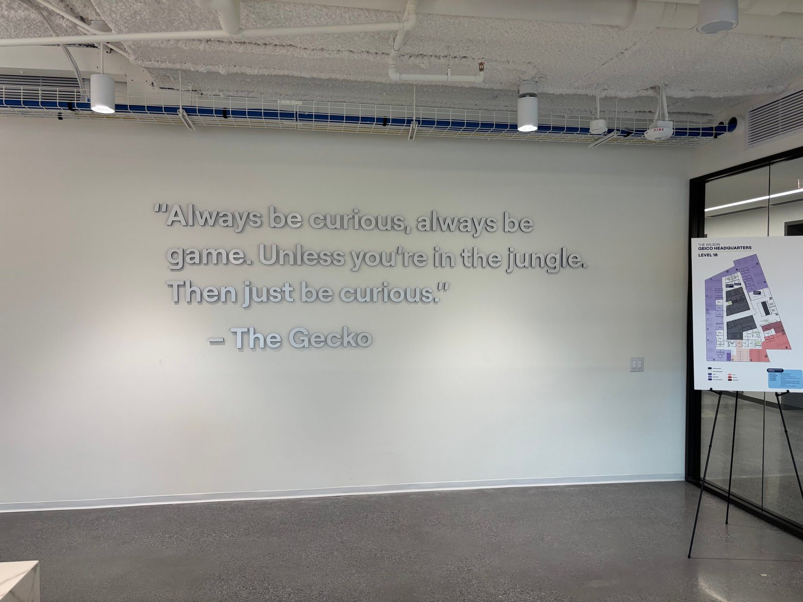 Dimensional motivational quote lettering on an interior wall