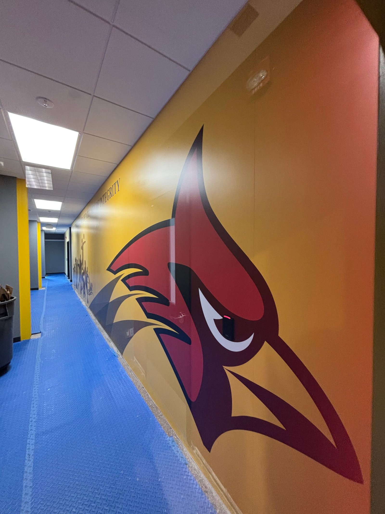 Cardinal mascot hallway wall mural